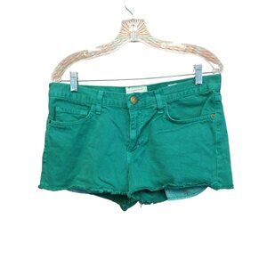 Current Elliot Boyfriend Short Cutoff Frayed Hem Denim Jean Shorts Green size 0
